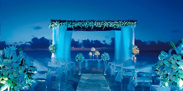 Beach wedding ceremony setup overlooking the ocean at Dreams Estrella del Mar Mazatlan