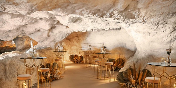 Cava cave-style indoor event venue setup at Dreams Estrella del Mar Mazatlan